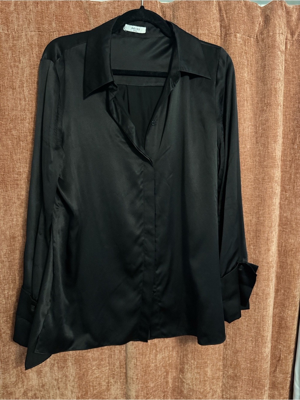 Reiss Black 100% silk Button-Front Blouse - Picture 3 of 4